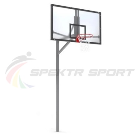 Купить Стойка баскетбольная уличная упрощенная со щитом из оргстекла, кольцом и сеткой SP D 412 в Демидове 